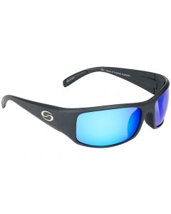 S11534 Okechobee Matte Black Frame White Blue Mirror Lens